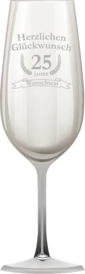 Sektglas mit Gravur Herzlichen Glckwunsch - Wunschtext und Jahreszahl