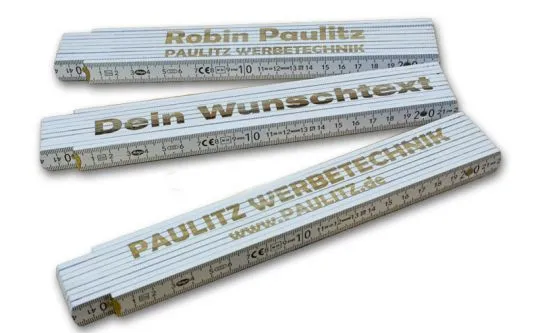 Zollstock / Gliedermastab in wei mit Wunschtext oder Namen