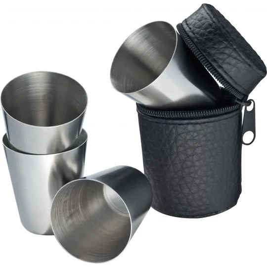 Schnapsbecher-Set aus Edelstahl mit Gravur - 4-tlg.
