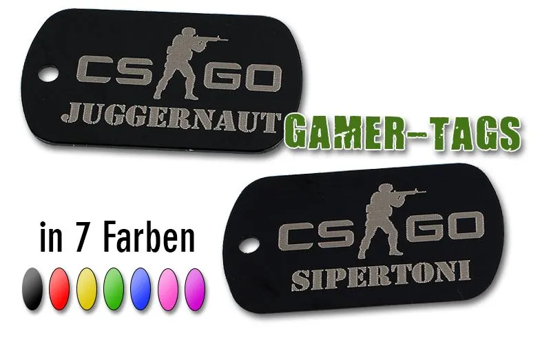 Gamer-Dogtag mit individueller Gravur in 10 Farben