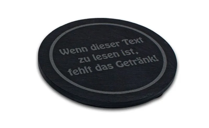 Schiefer Untersetzer mit glatter Kante und Gravur selbst gestalten