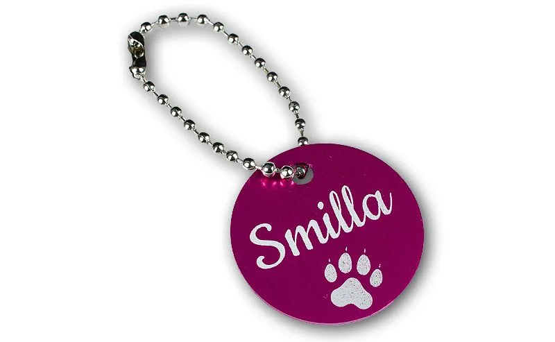 Schlsselanhnger 30 mm aus farbigen Aluimium mit Gravur