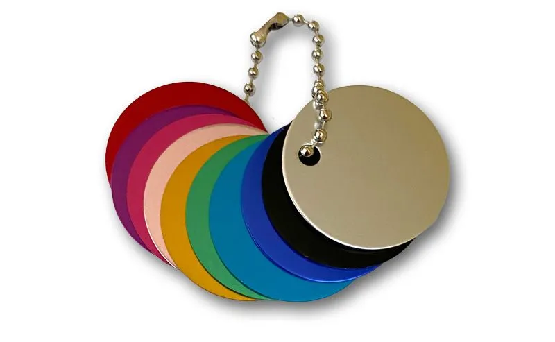 Schlsselanhnger 30 mm aus Aluimium mit Gravur in 10 Farben
