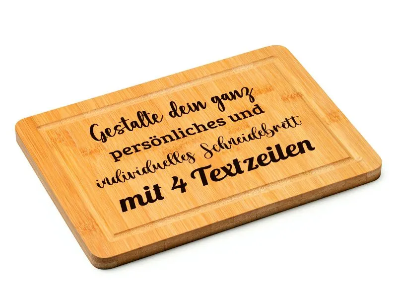 Schneidebrett aus Bambus mit 4 Textzeilen - 30 x 20 cm