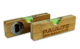 Wasserwaage mit Flaschenffner und Gravur zum selbst gestalten