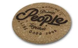 Runder Kork-Untersetzer mit Gravur. Gre 19 cm