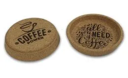 Untersetzer aus Kork mit Gravur. Gre 9 cm