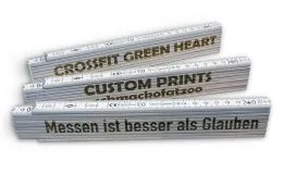 Zollstock / Metermastab in wei mit Laser-Gravur