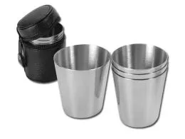 Schnapsbecher-Set aus Edelstahl mit Gravur - 4-tlg.