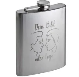 Flachmann aus Edelstahlmit Bild-Gravur