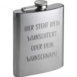 Edelstahl FlachmannGravur mit Namen oder Wunschtext